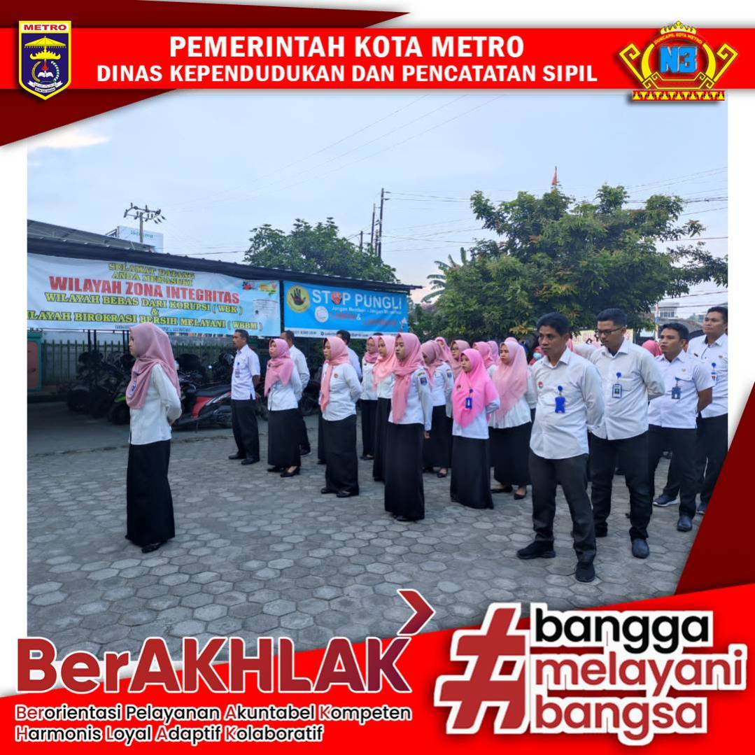 Pelaksanaan Apel Pagi Disdukcapil Kota Metro