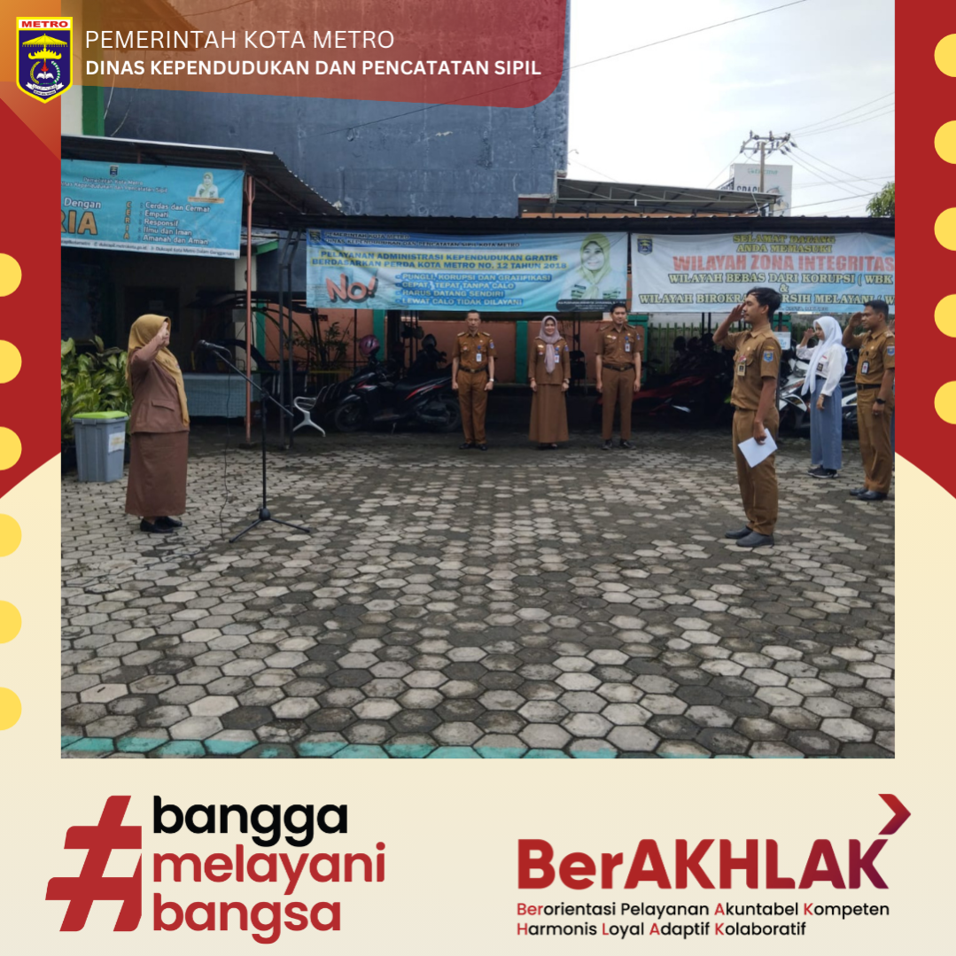 Pelaksanaan Apel Pagi Disdukcapil Kota Metro