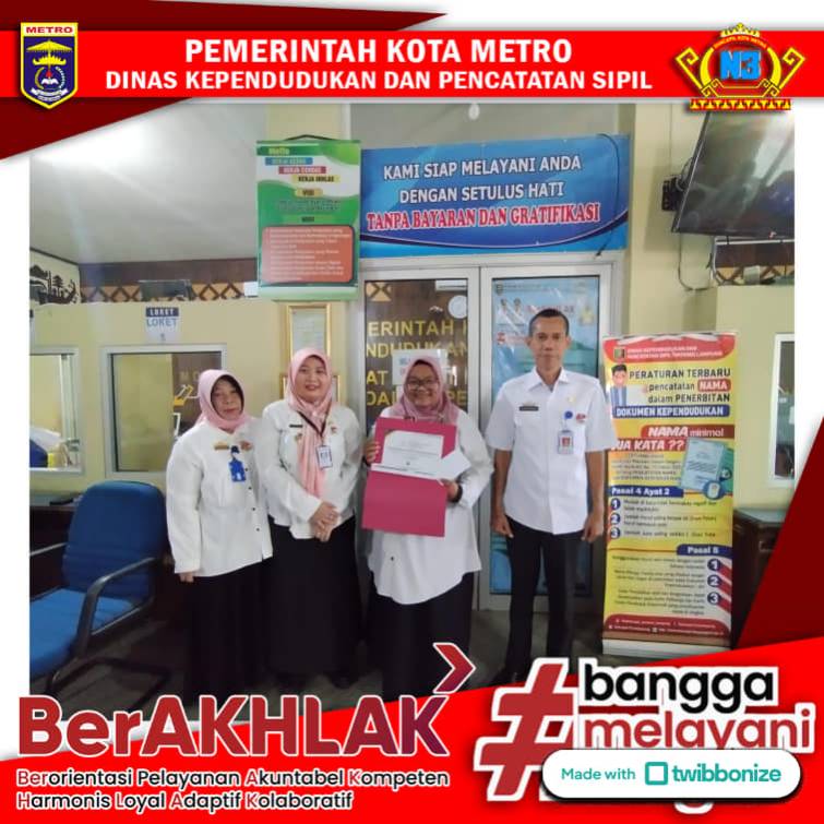 Pegawai Teladan Disdukcapil Kota Metro Pada Bulan September Tahun 2023