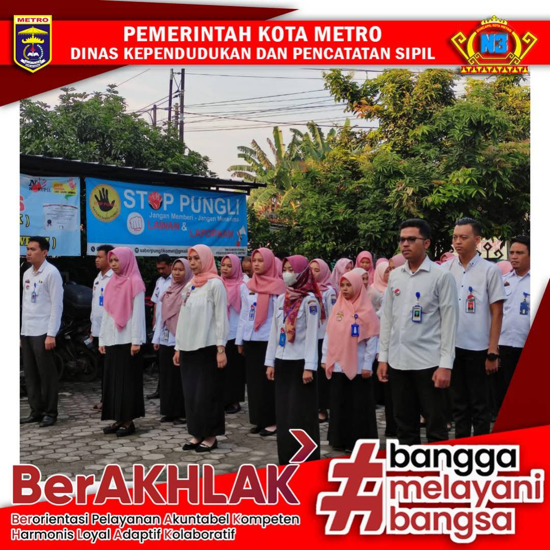 Pelaksanaan Apel Pagi Disdukcapil Kota Metro