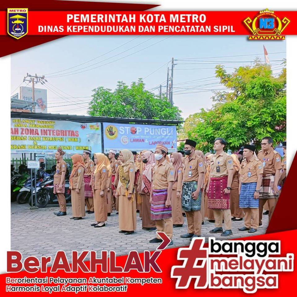 Pelaksanaan Apel pagi Dinas Dukcapil Kota Metro