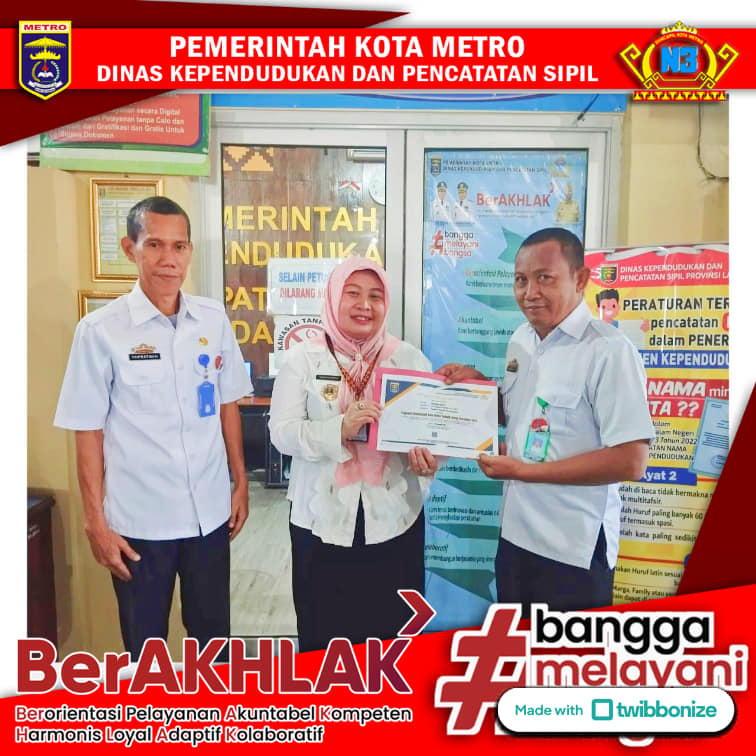 Pegawai Teladan Disdukcapil Kota Metro Pada Bulan November Tahun 2023