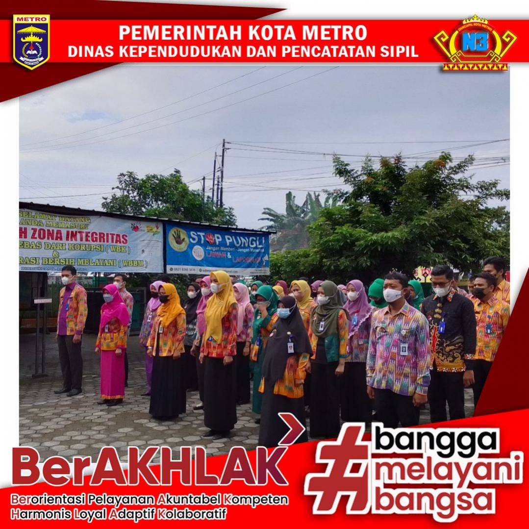 Pelaksanaan Apel pagi Dinas Dukcapil Kota Metro