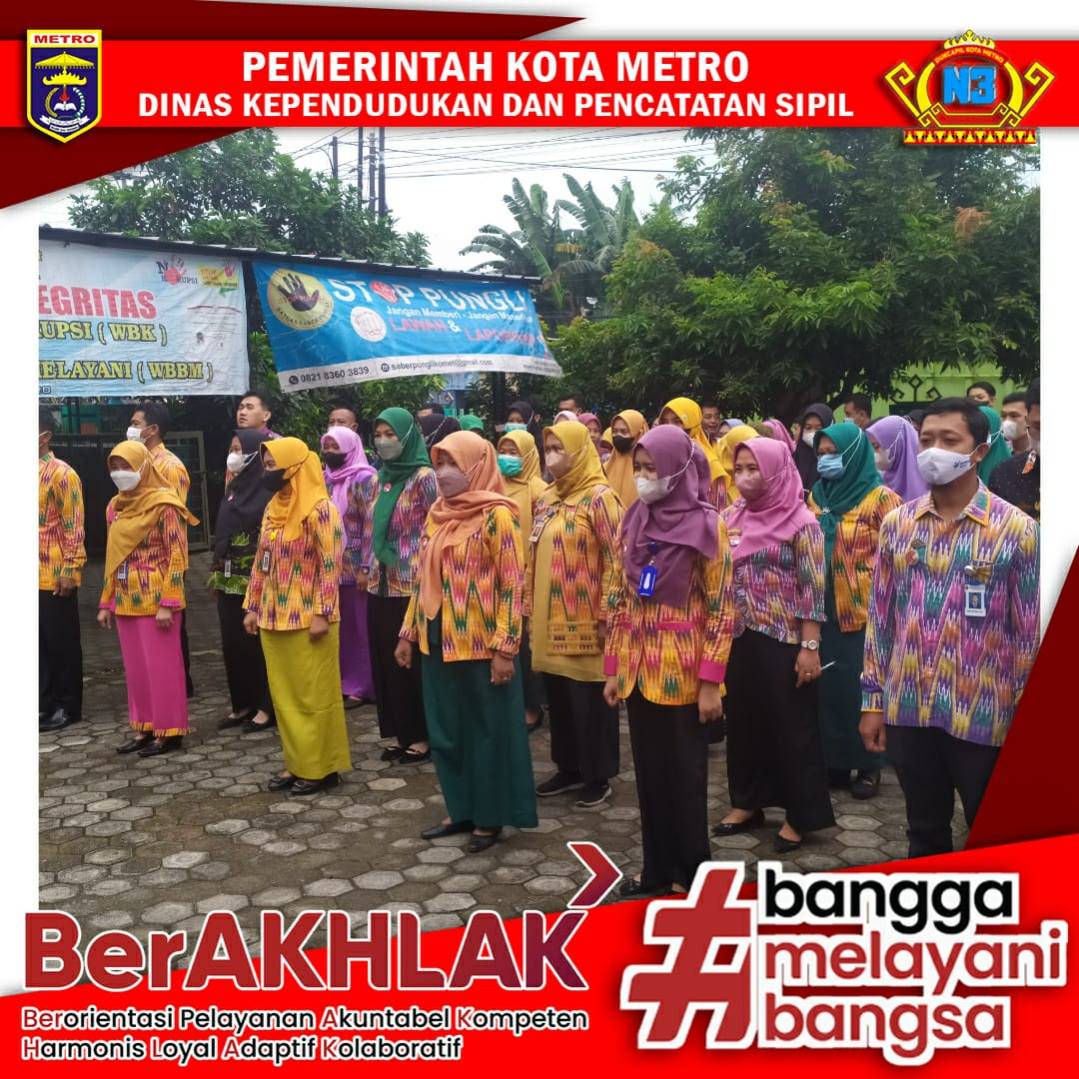 Pelaksanaan Apel Pagi Dinas Dukcapil Kota Metro