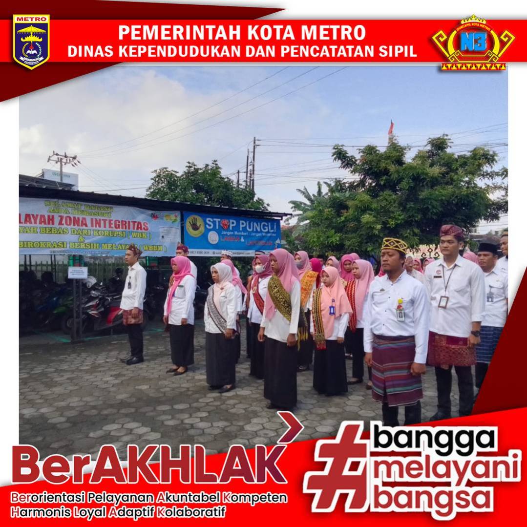 Pelaksanaan Apel Pagi Dinas Dukcapil Kota Metro