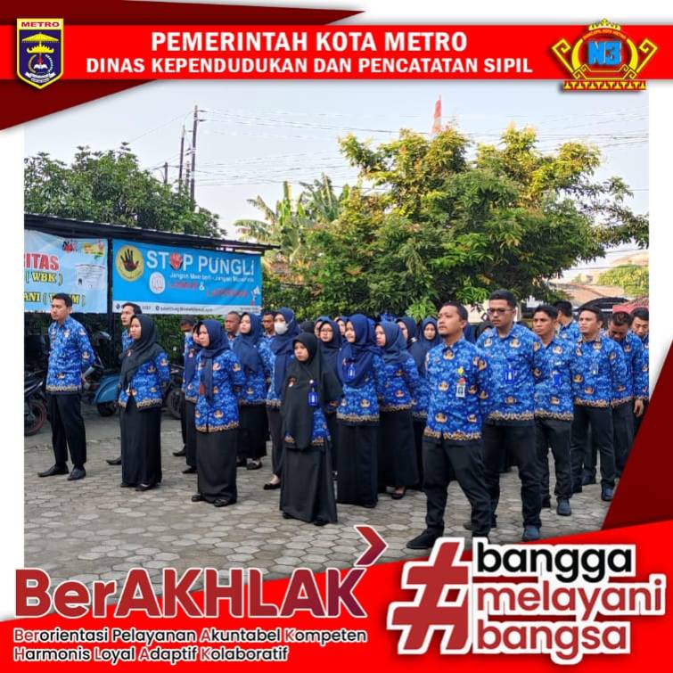 Pelaksanaan Apel Pagi Disdukcapil Kota Metro