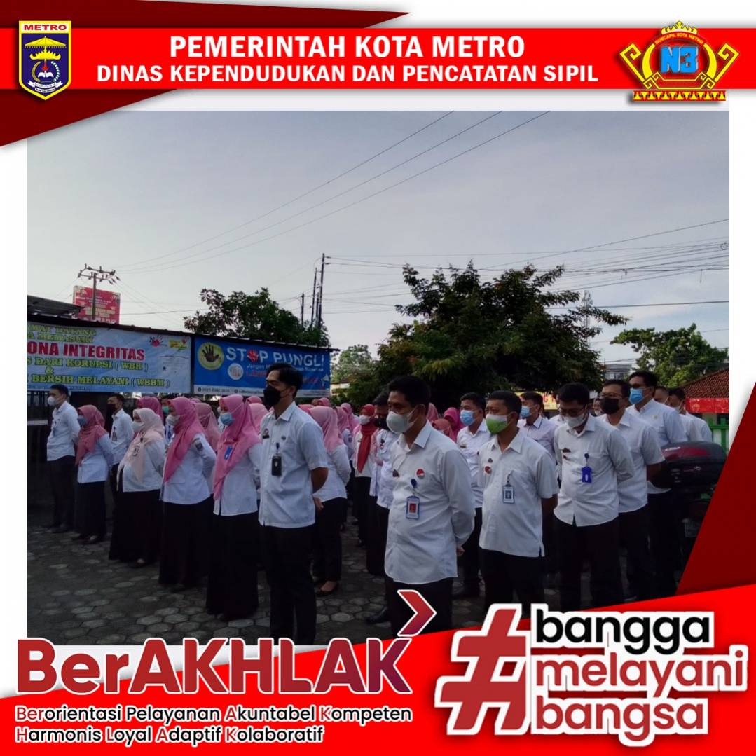 Pelaksanaan Apel Pagi Dinas Dukcapil Kota Metro