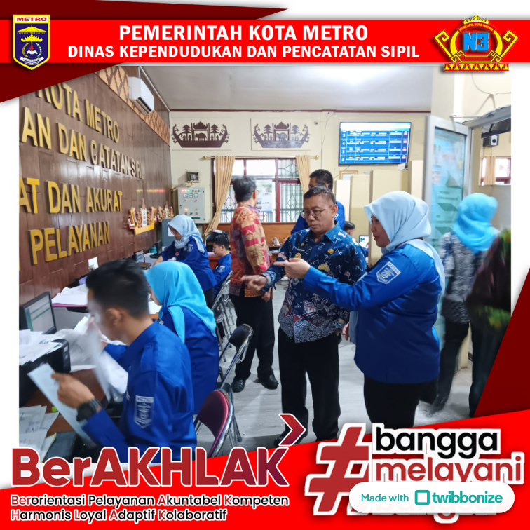 Kunjungan Kepala Disdukcapil Prov. Lampung beserta jajaran Ke Kantor Disdukcapil Kota Metro