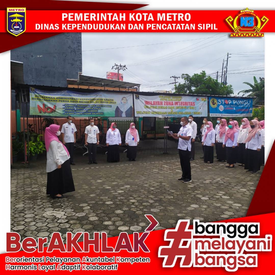 Pelaksanaan Apel Pagi Dinas Dukcapil Kota Metro