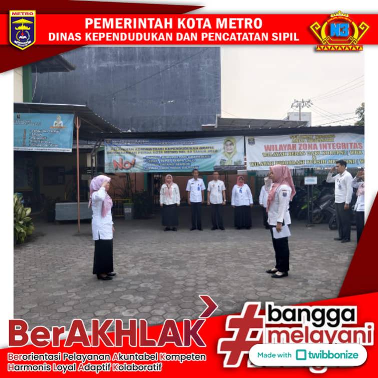 Pelaksanaan Apel Pagi Disdukcapil Kota Metro