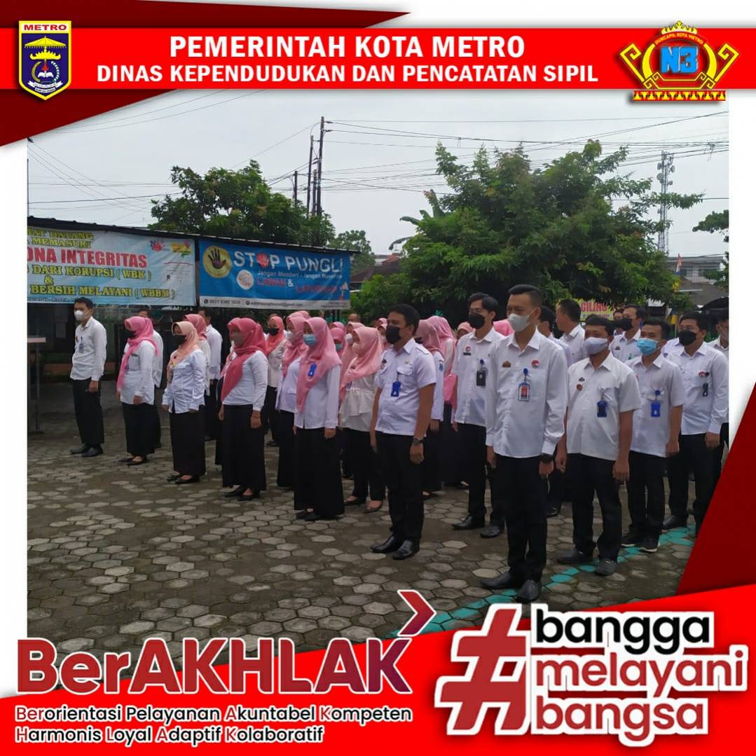 Pelaksanaan Apel Pagi Dinas Dukcapil Kota Metro
