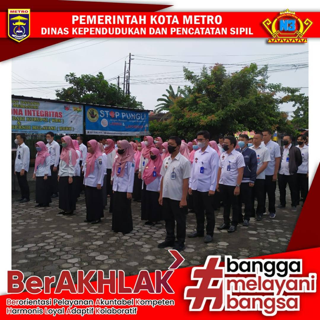 Pelaksanaan Apel Pagi Dinas Dukcapil Kota Metro