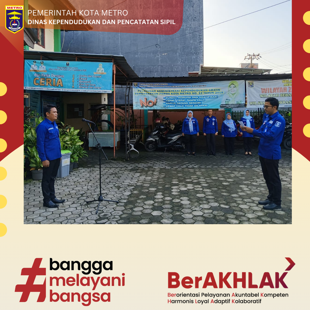 Pelaksanaan Apel Harian Disdukcapil Kota Metro