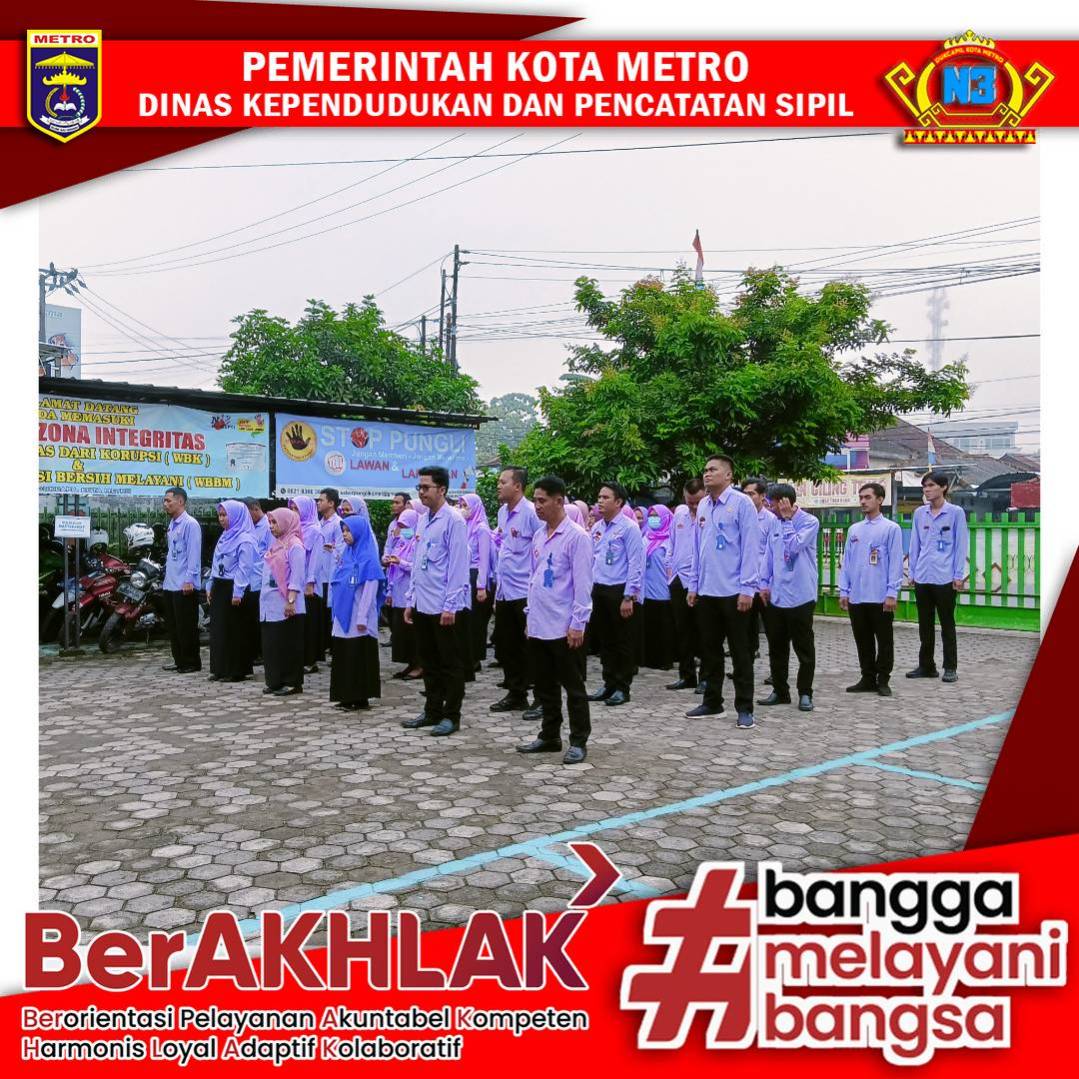 Pelaksanaan Apel Pagi Disdukcapil Kota Metro