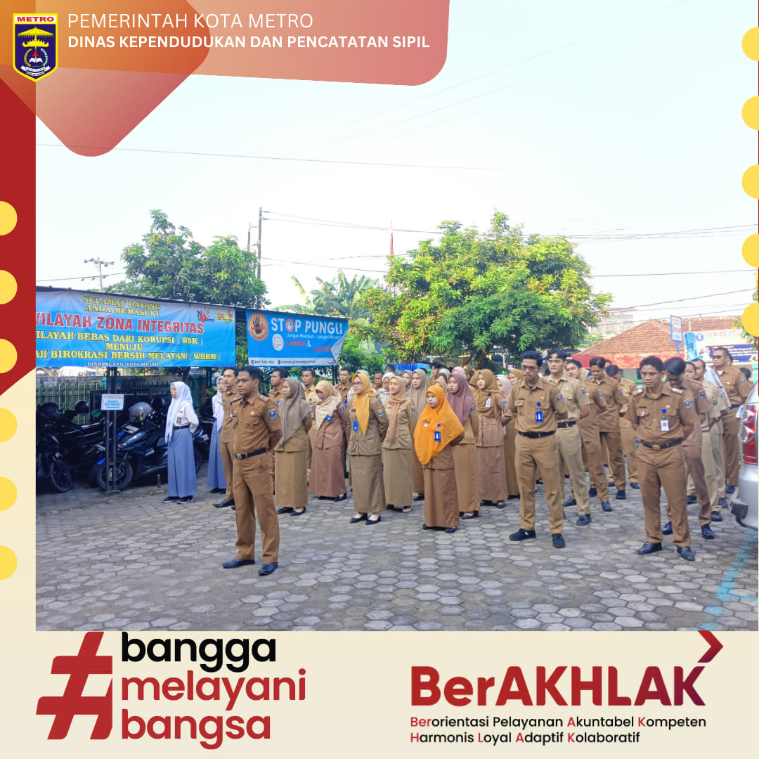 Pelaksanaan Apel Pagi Disdukcapil Kota Metro
