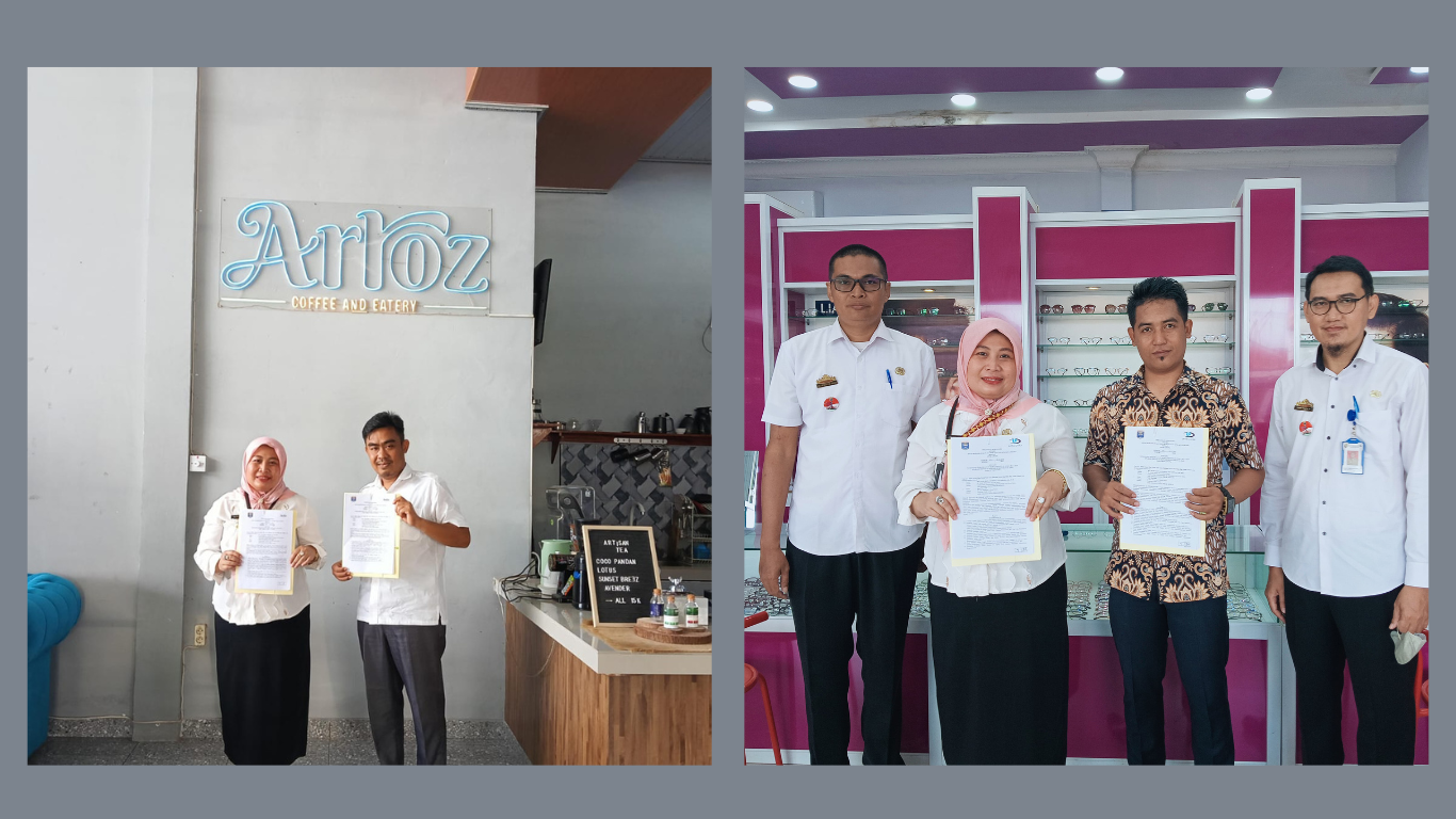Disdukcapil Kota Metro melakukan Perjanjian Kerja Sama Pemanfaatan Kartu Identitas Anak (KIA) dengan Optik Livina dan Arroz Coffe & Eatery