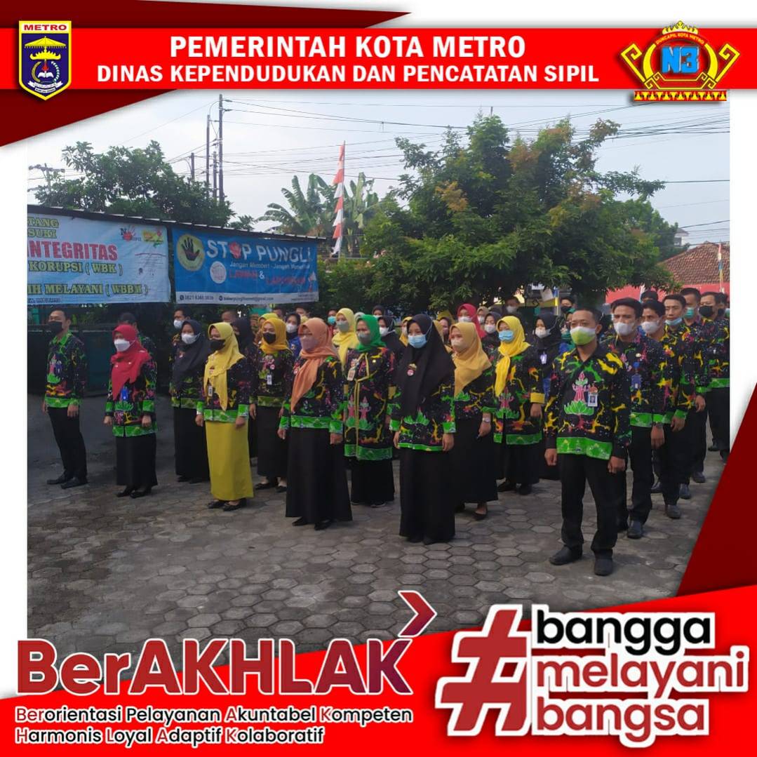 Pelaksanaan Apel Pagi Dinas Dukcapil Kota Metro