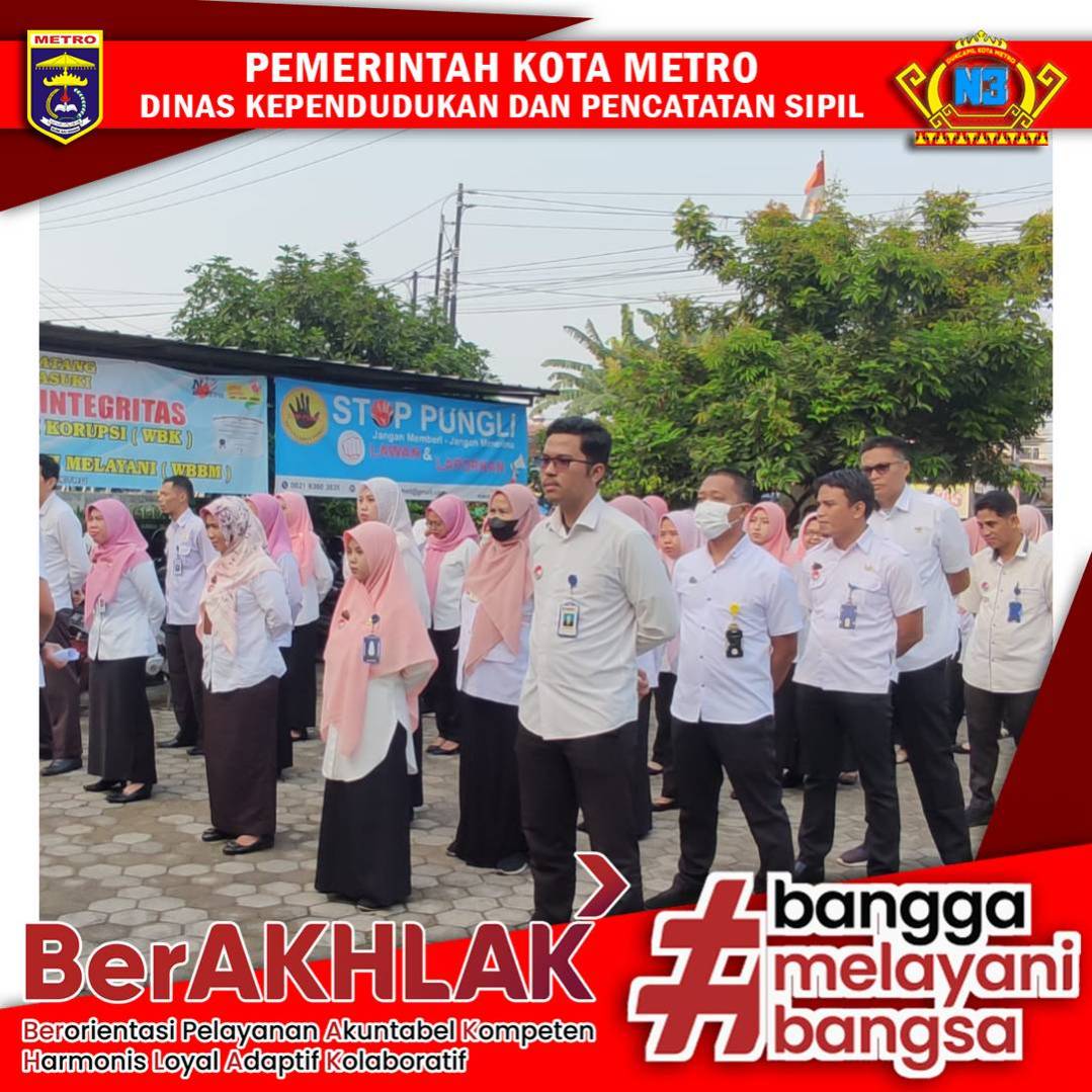 Pelaksanaan Apel Pagi Disdukcapil Kota Metro
