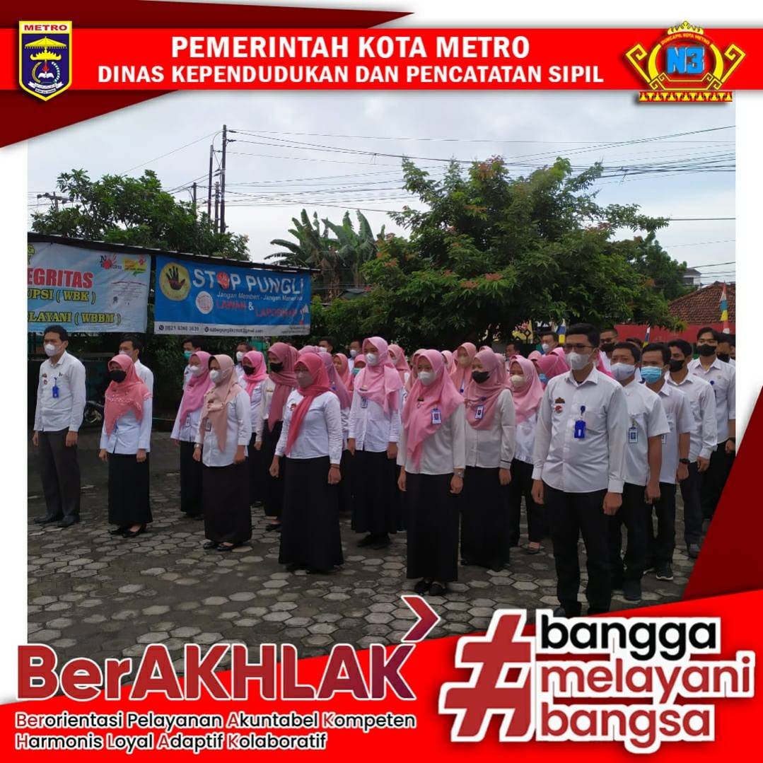 Pelaksanaan Apel Pagi Dinas Dukcapil Kota Metro