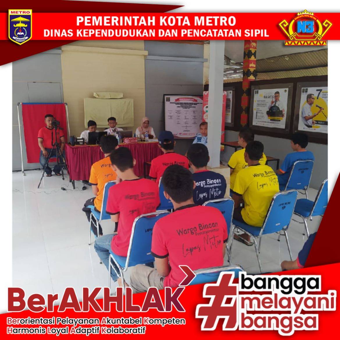 Kegiatan erekaman dan pembuatan Identitas Kependudukan Digital (IKD) warga binaan Lembaga Pemasyarakatan Kelas IIA Metro.
