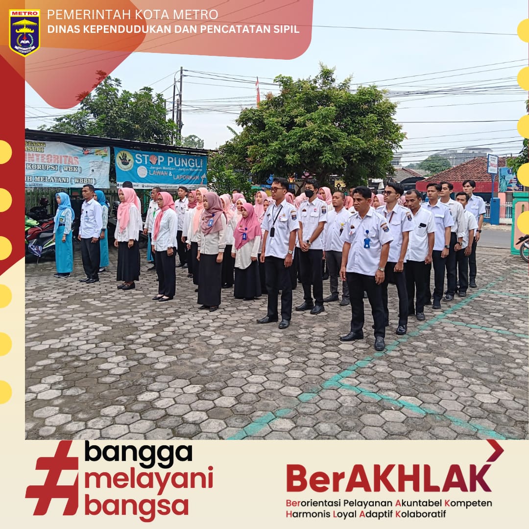 Pelaksanaan Apel Pagi di Disdukcapil Kota Metro Ditekankan pada Kedisiplinan