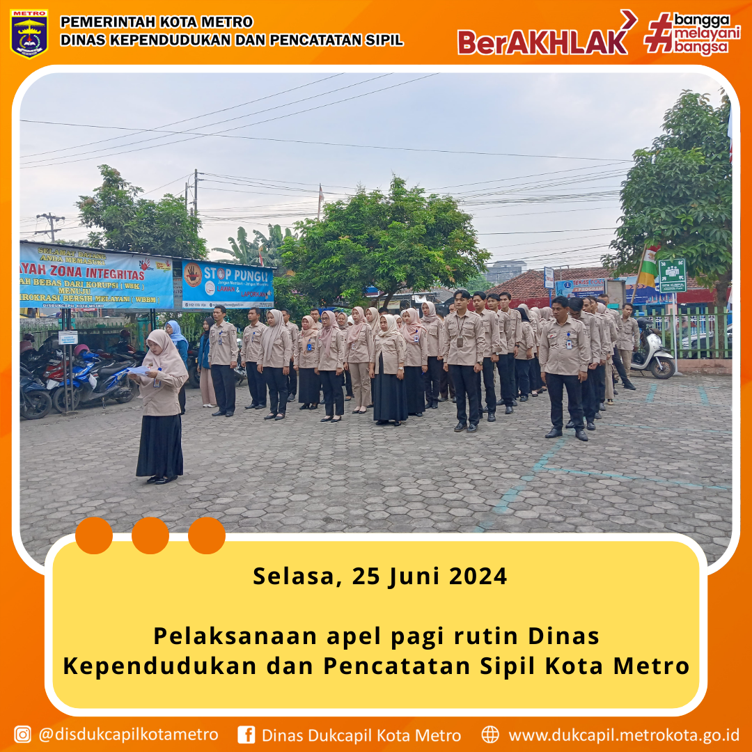 Apel Pagi Rutin Disdukcapil Kota Metro sebelum memulai aktivitas pelayanan