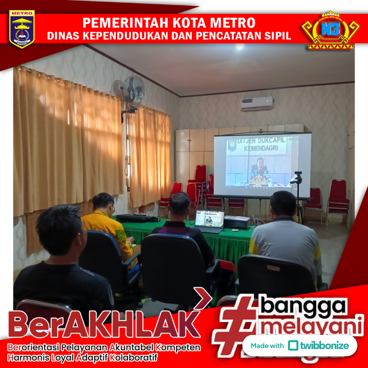 Disdukcapil Metro Ikuti Zoom Peningkatan Kualitas Layanan Adminduk dan Penetapan Target Kinerja Tahun 2024