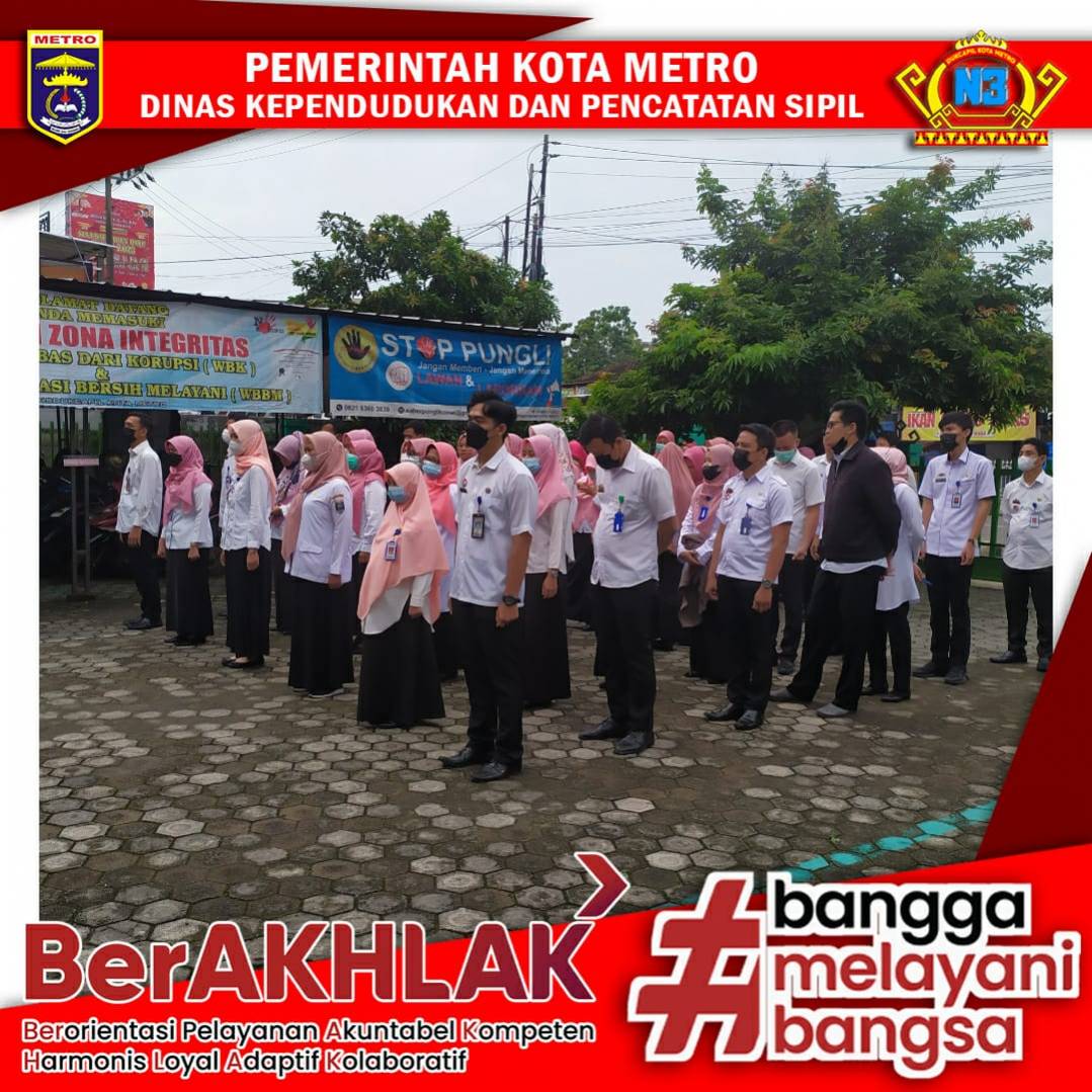 Pelaksanaan Apel Pagi Dinas Dukcapil Kota Metro