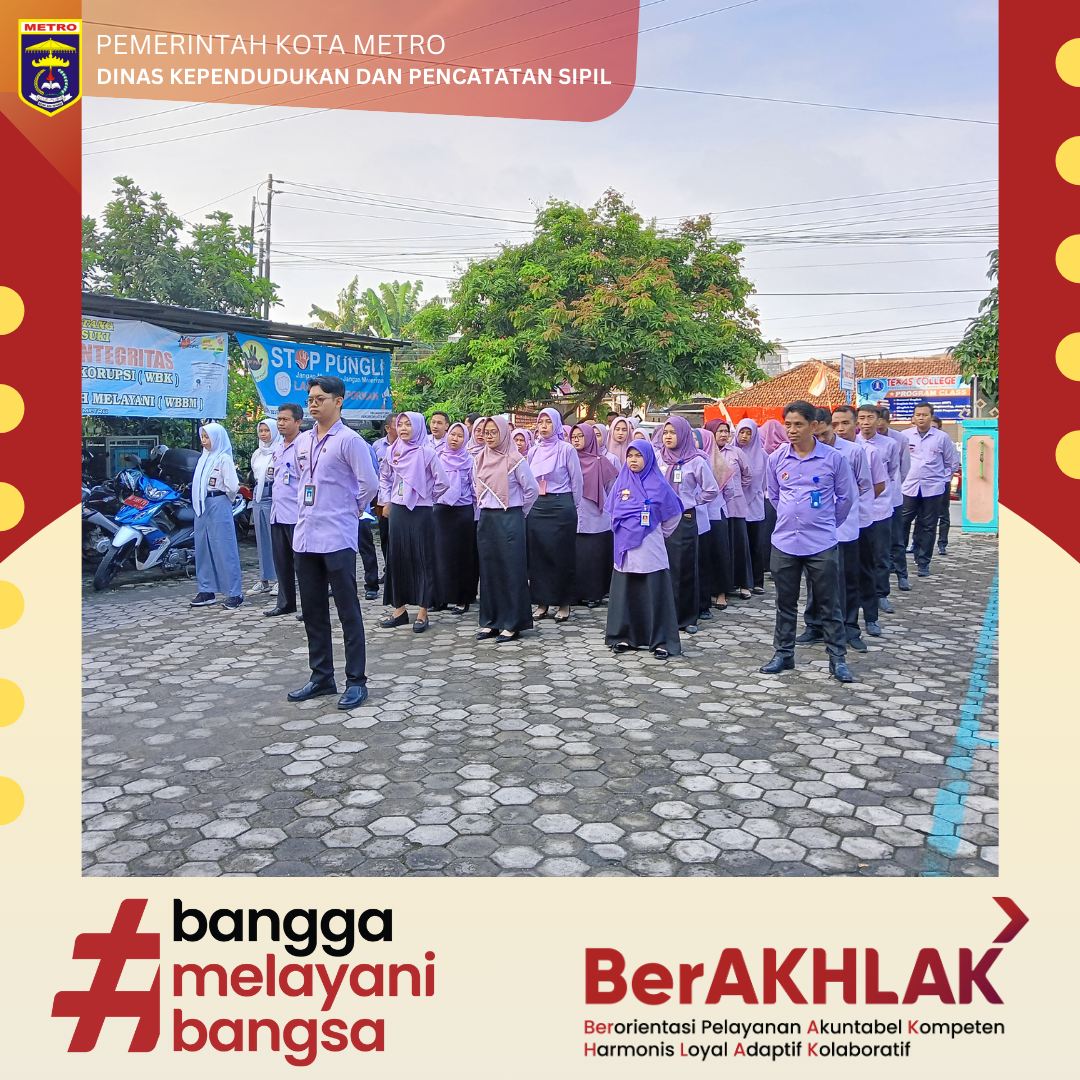 Apel Harian Disdukcapil Kota Metro Marendra Ramadani, S.I.P Pimpin Semangat Pegawai