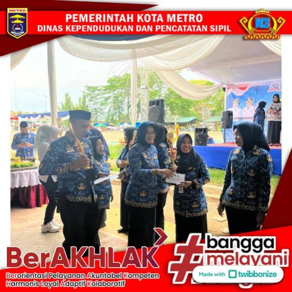 Dinas Kependudukan dan Pencatatan Sipil Kota Metro meraih Juara dalam rangka HUT Korpri ke-52
