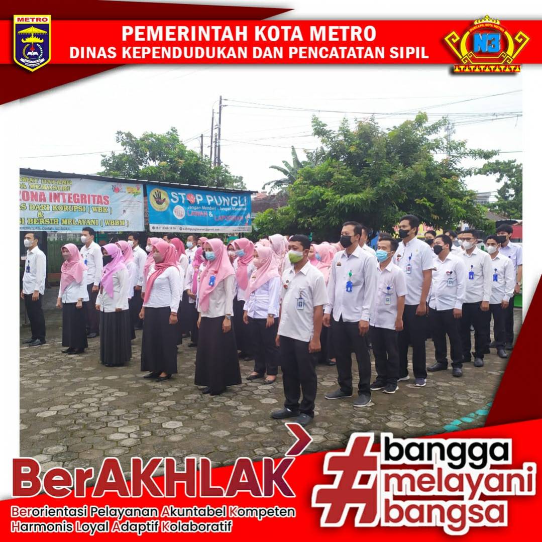 Pelaksanaan Apel Pagi Dinas Dukcapil Kota Metro
