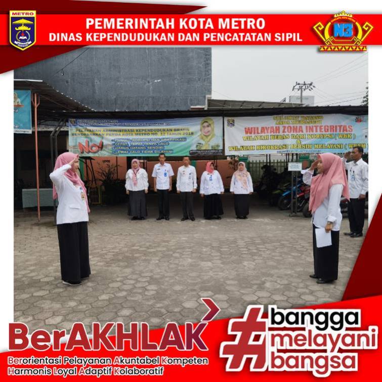 Pelaksanaan Apel Pagi Disdukcapil Kota Metro