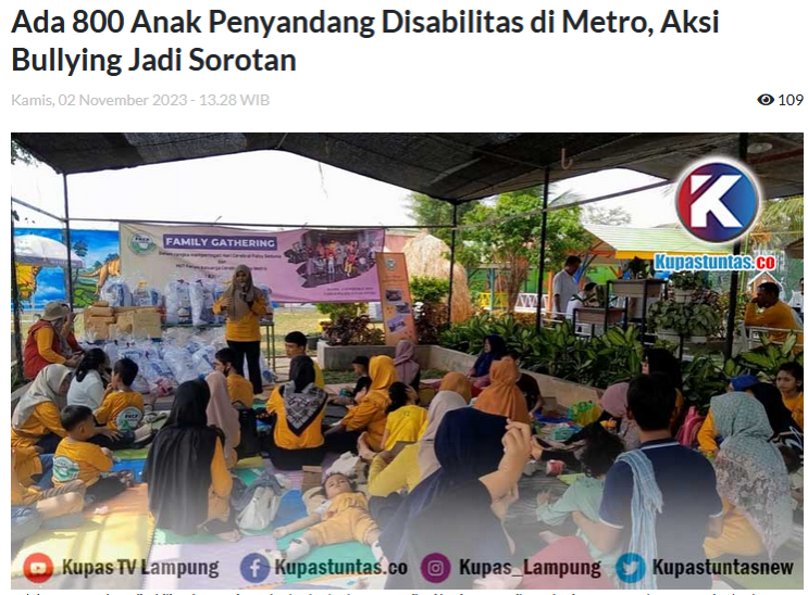 Ada 800 Anak Penyandang Disabilitas di Metro, Aksi Bullying Jadi Sorotan