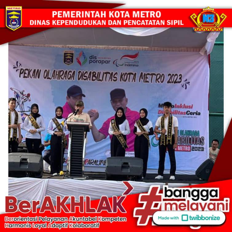 Kepala Disdukcapil Kota Metro Menghadiri Acara Pembukaan Pekan Olahraga Disabilitas Kota Metro Tahun 2023