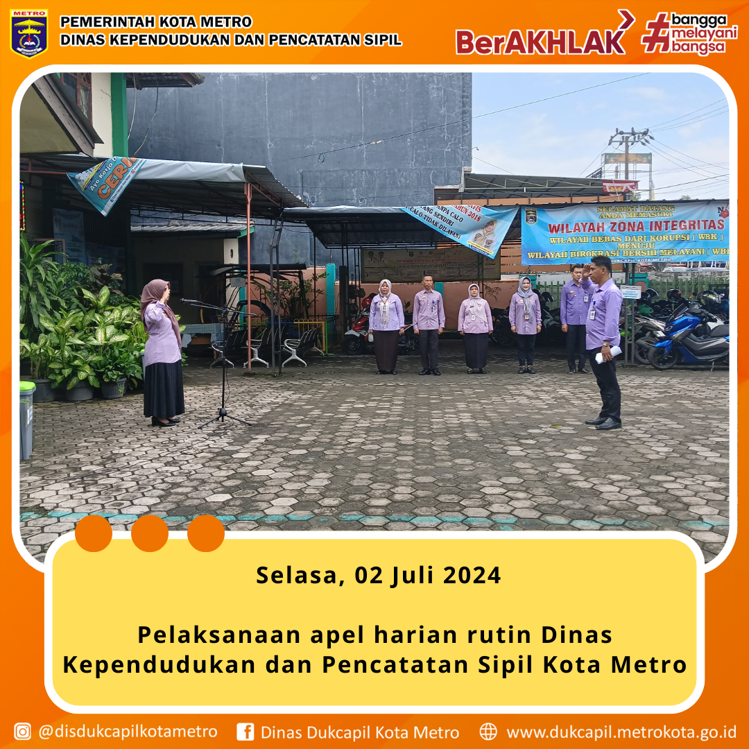 Pelaksanaan Apel Pagi Rutin Disdukcapil Kota Metro