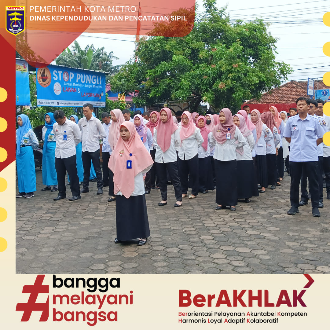 Tingkatkan Pelayanan Publik, Disdukcapil Kota Metro Gelar Apel Pagi Rutin