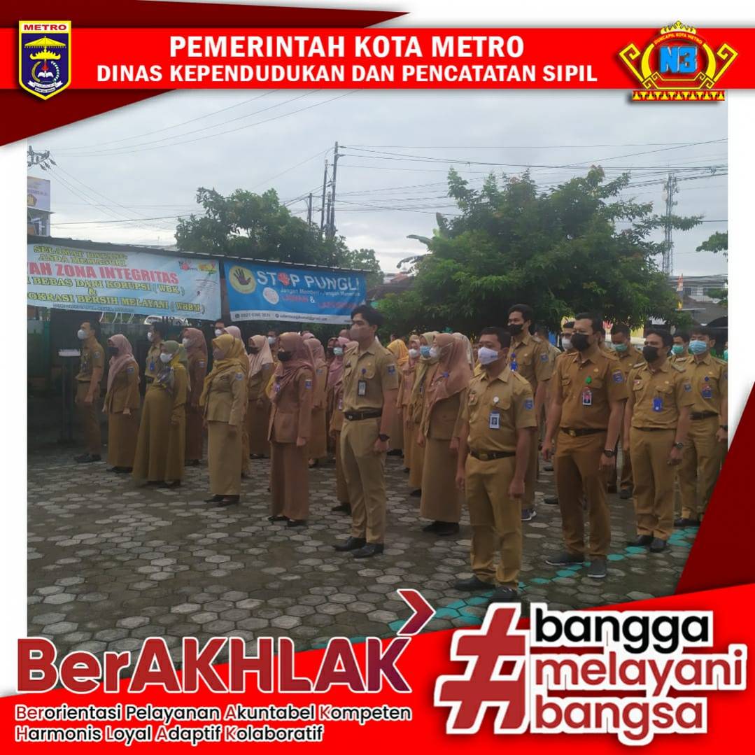 Pelaksanaan Apel Pagi Dinas Dukcapil Kota Metro