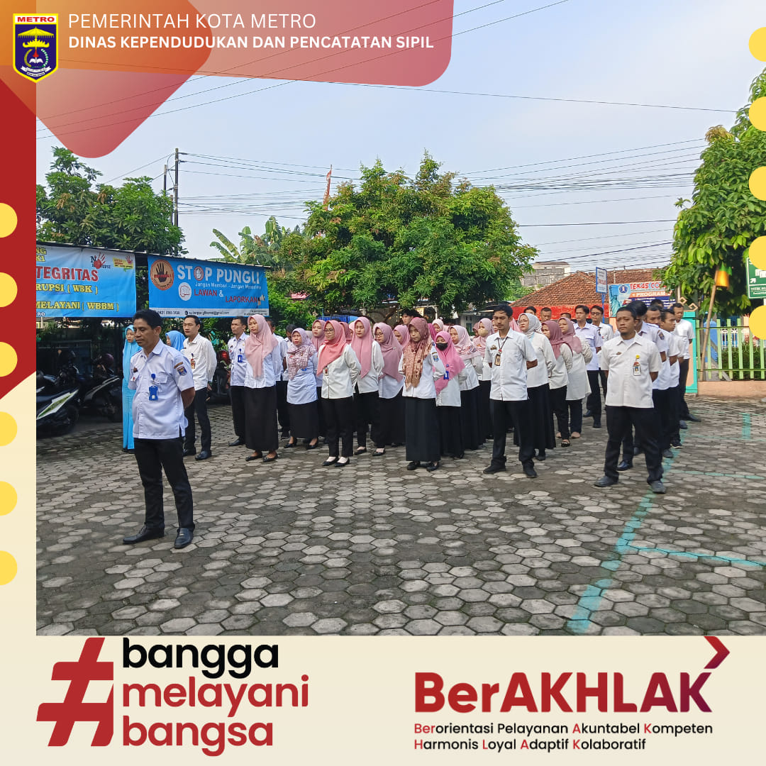 Apel Pagi Rutin Dukcapil Metro Sebelum Memulai Aktivitas Pelayanan