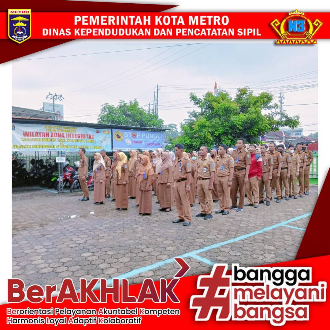 Pelaksanaan Apel pagi Dinas Dukcapil Kota Metro