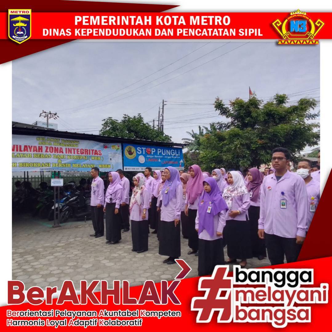 Pelaksanaan Apel pagi Dinas Dukcapil Kota Metro