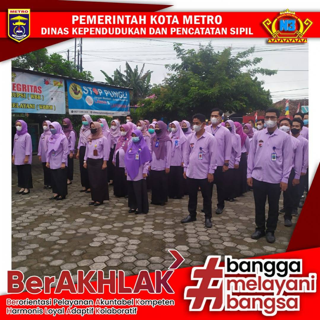 Pelaksanaan Apel Pagi Dinas Dukcapil Kota Metro
