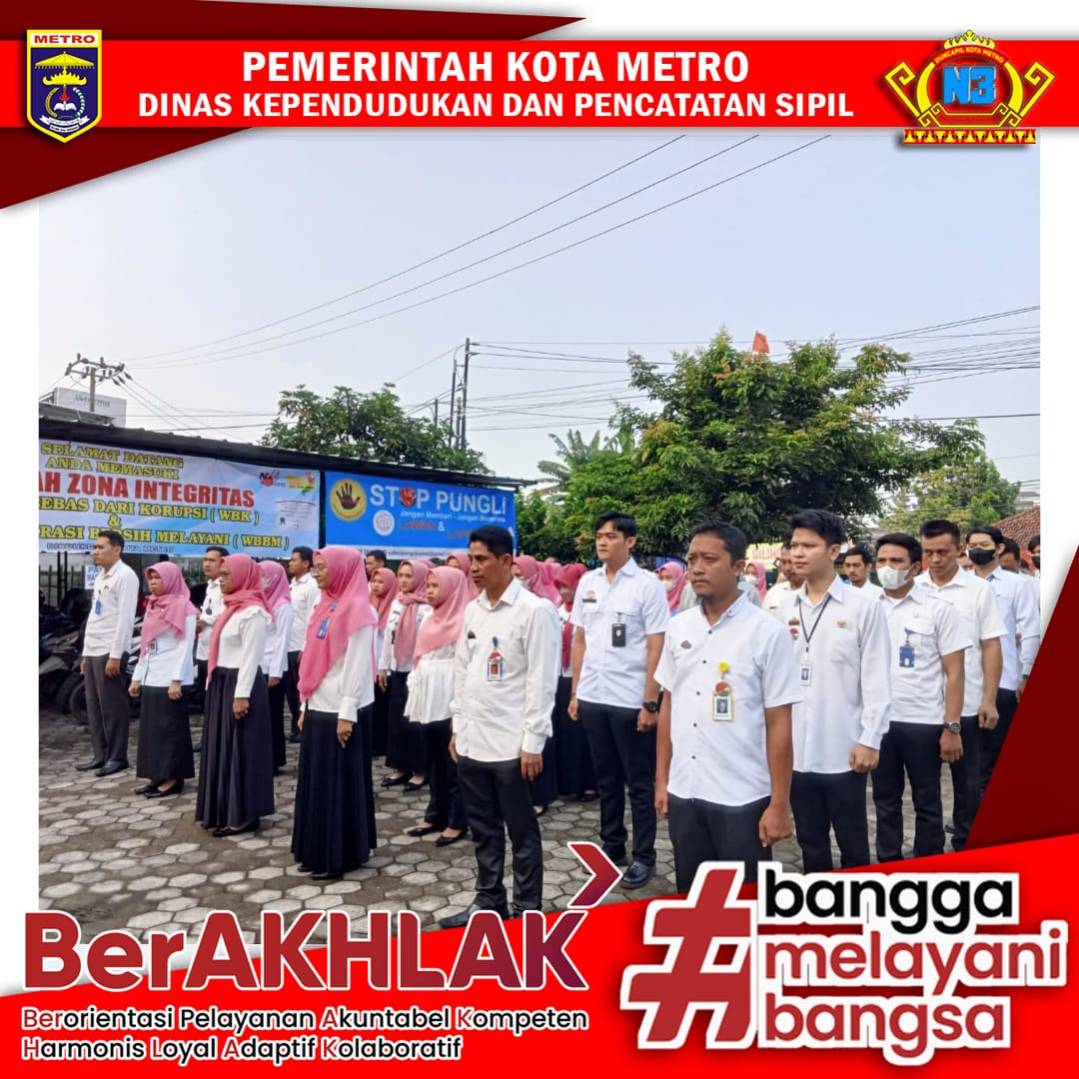 Pelaksanaan Apel Pagi Dinas Dukcapil Kota Metro