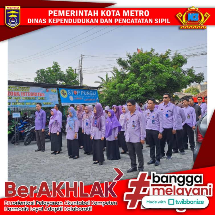 Pelaksanaan Apel Pagi Disdukcapil Kota Metro