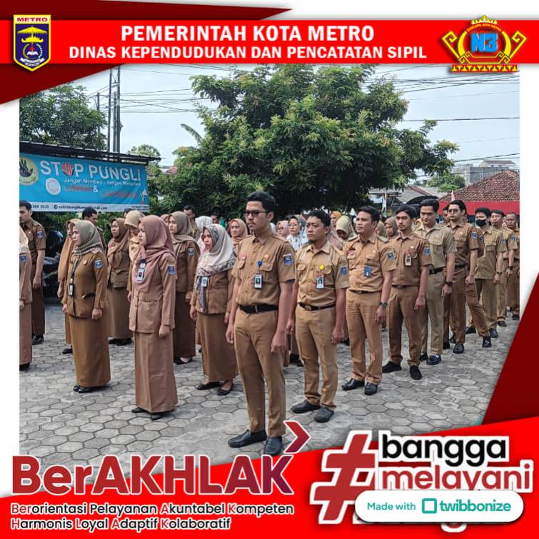 Pelaksanaan Apel pagi Dinas Dukcapil Kota Metro