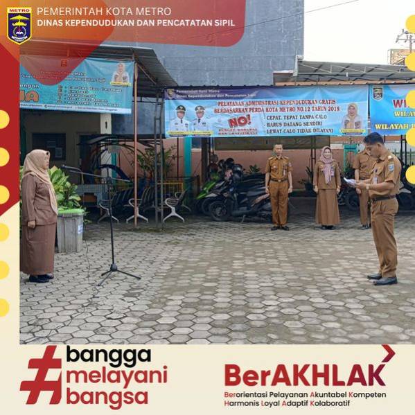 Pelaksanaan Apel pagi Dinas Dukcapil Kota Metro