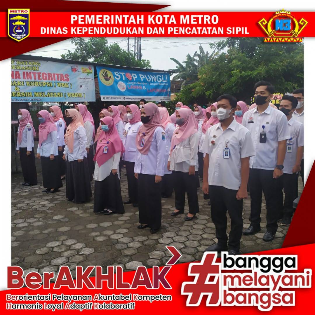 Pelaksanaan Apel Pagi Dinas Dukcapil Kota Metro