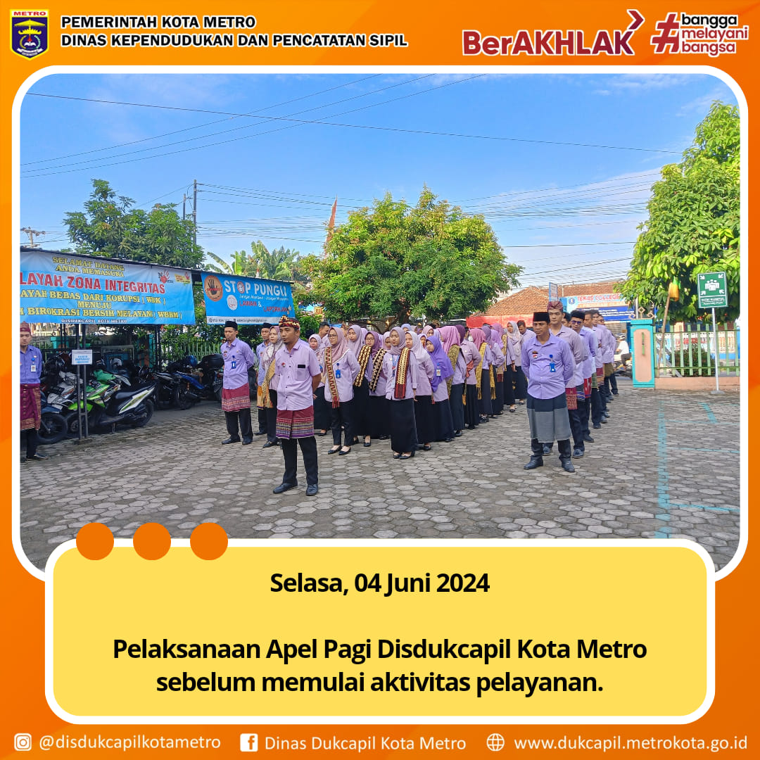 Pelaksanaan Apel Pagi Dukcapil Kota Metro
