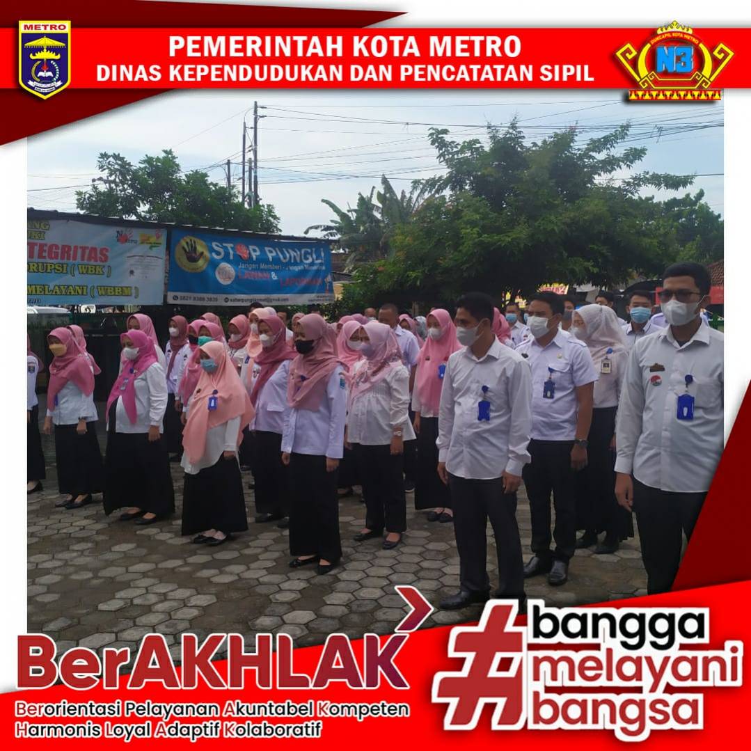 Pelaksanaan Apel Pagi Dinas Dukcapil Kota Metro
