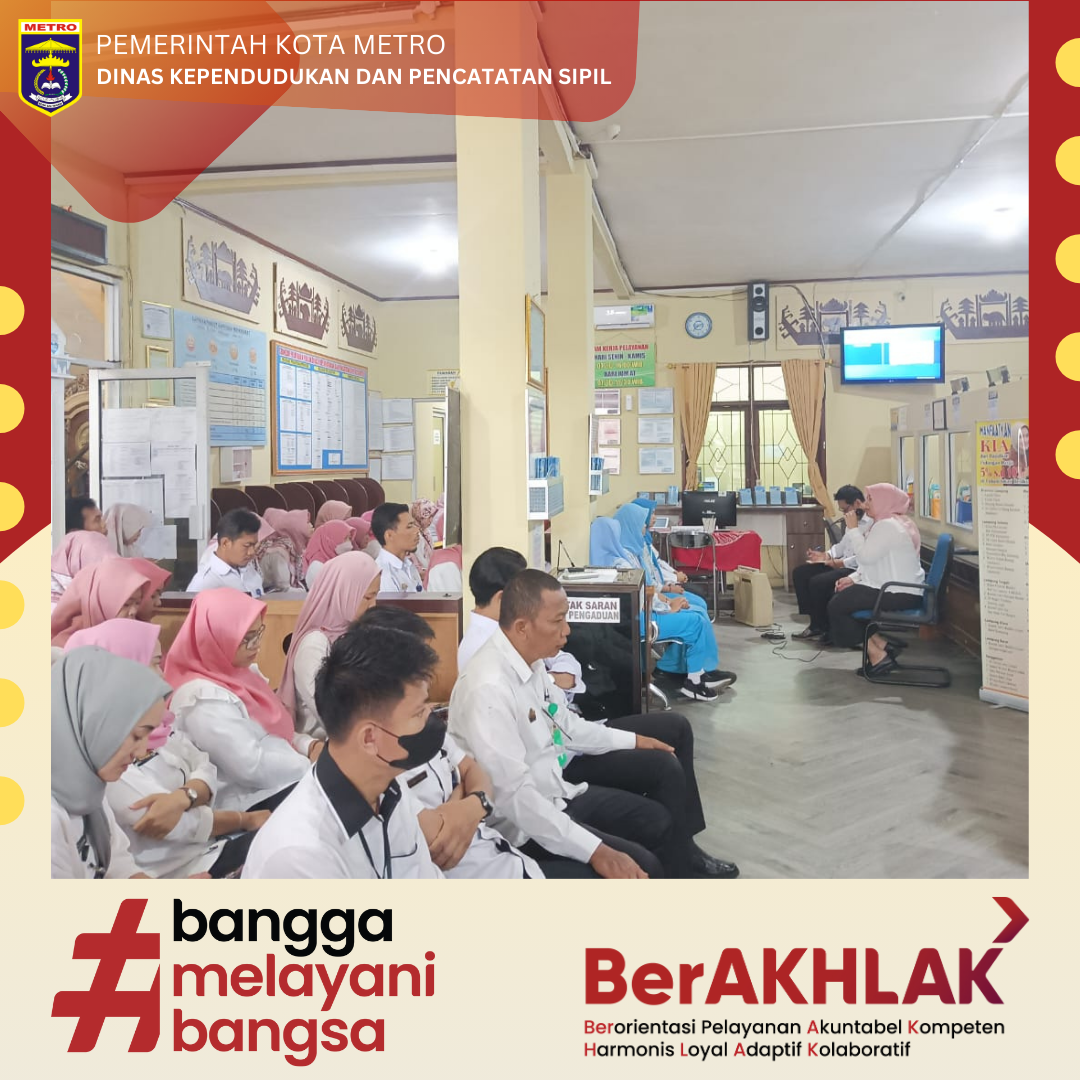 Disdukcapil Kota Metro Laksanakan Briefing Mingguan dan Koordinasi Pegawai