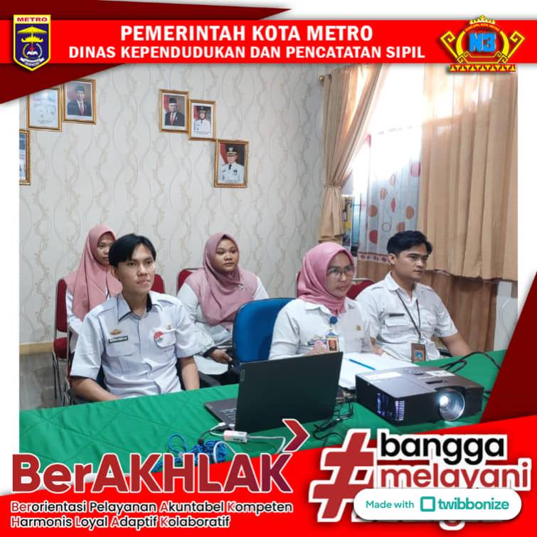 Disdukcapil Kota Metro mengikuti zoom Intregrasi Data Perceraian dengan Kementrian/Lembaga Terkait